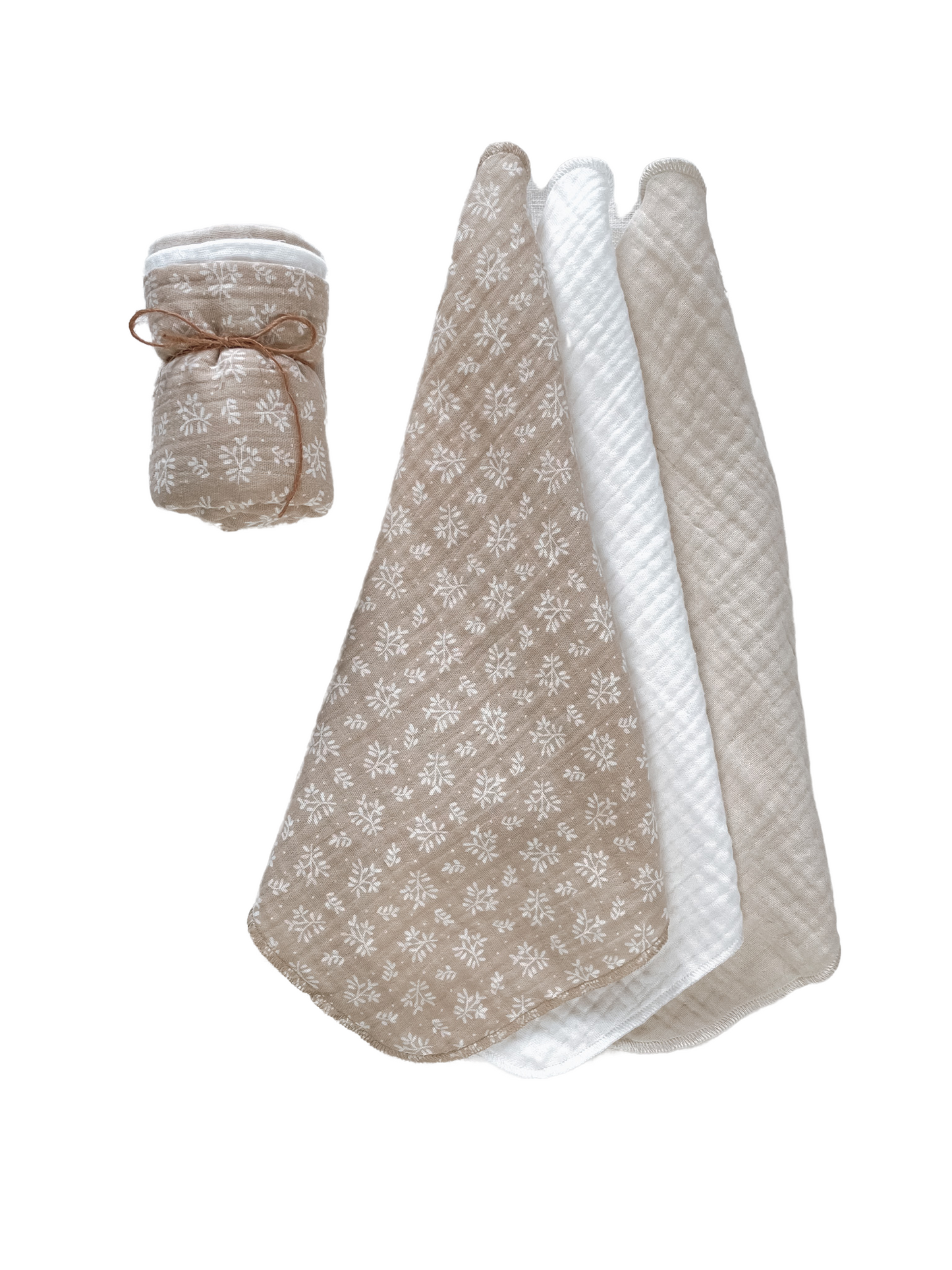 Load image into Gallery viewer, Muslin Burp cloth set / branches - beige
