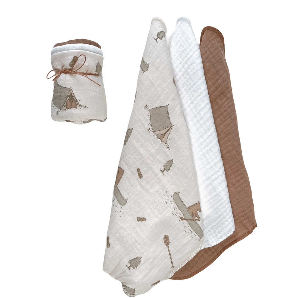 
                      
                        Muslin Burp cloth set / boho camp - boys
                      
                    