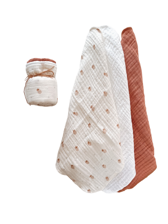 Load image into Gallery viewer, Muslin Burp cloth set / strawberries
