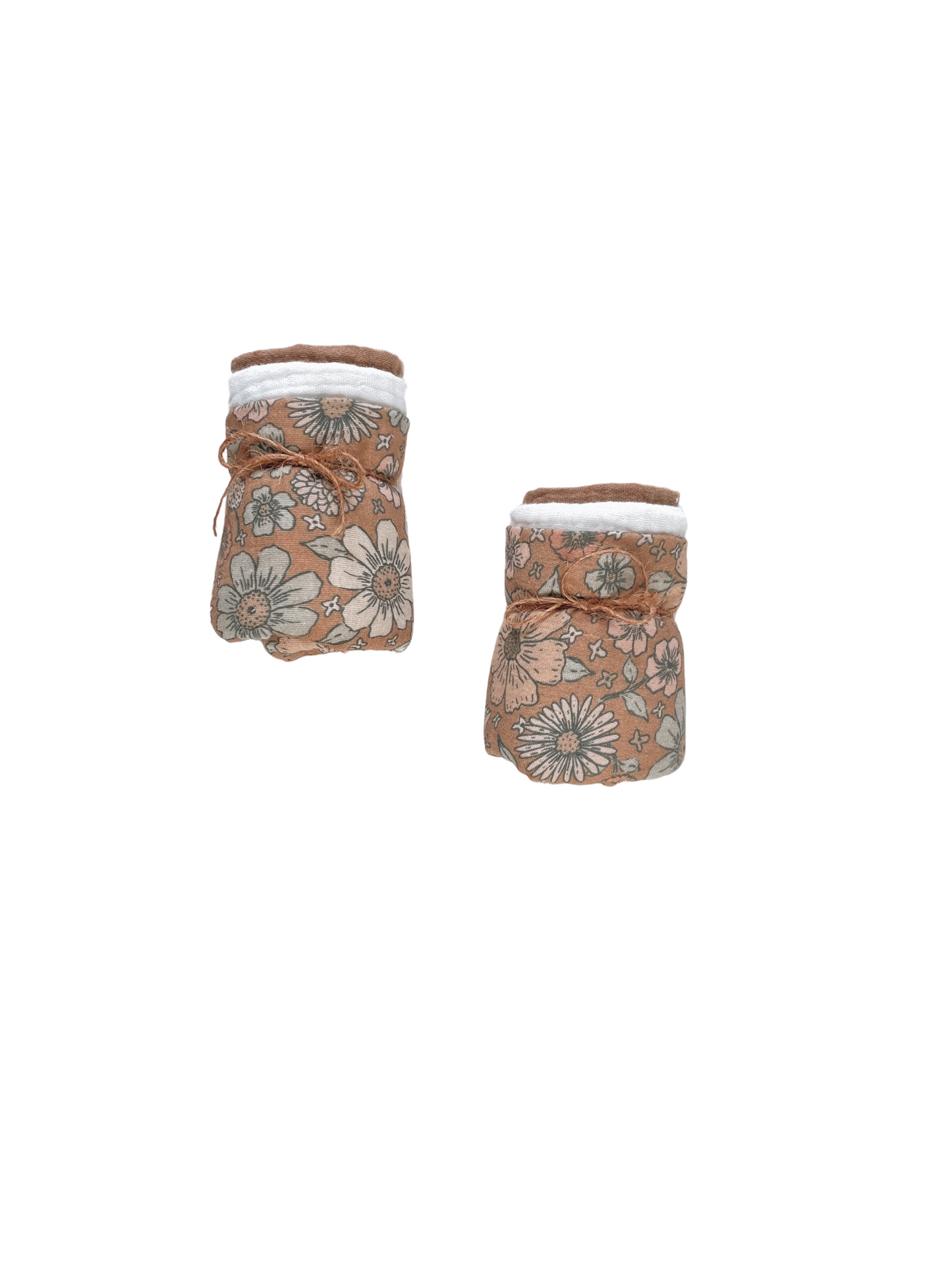 Muslin Burp cloth set / bold floral - caramel