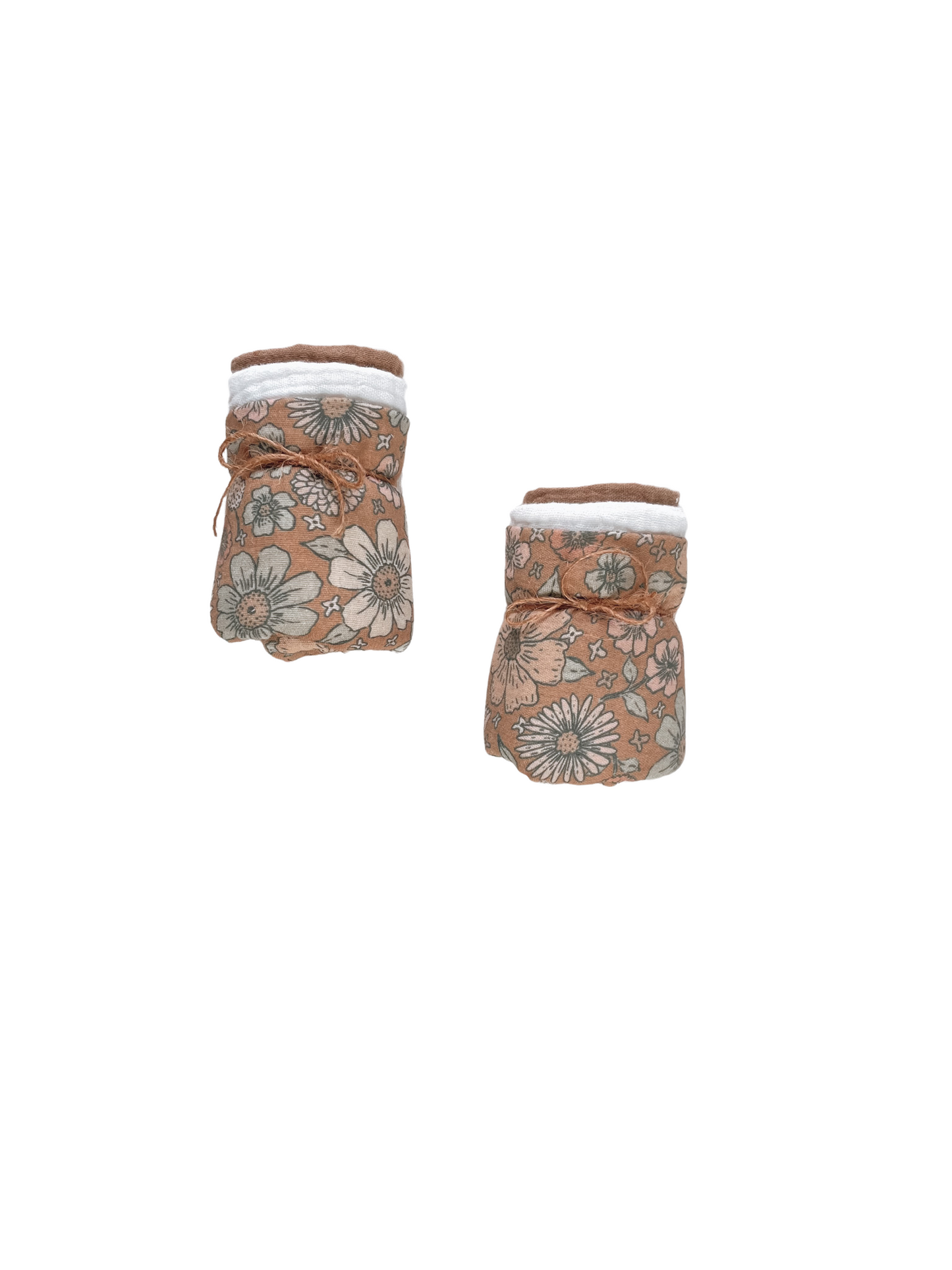 Load image into Gallery viewer, Muslin Burp cloth set / bold floral - caramel
