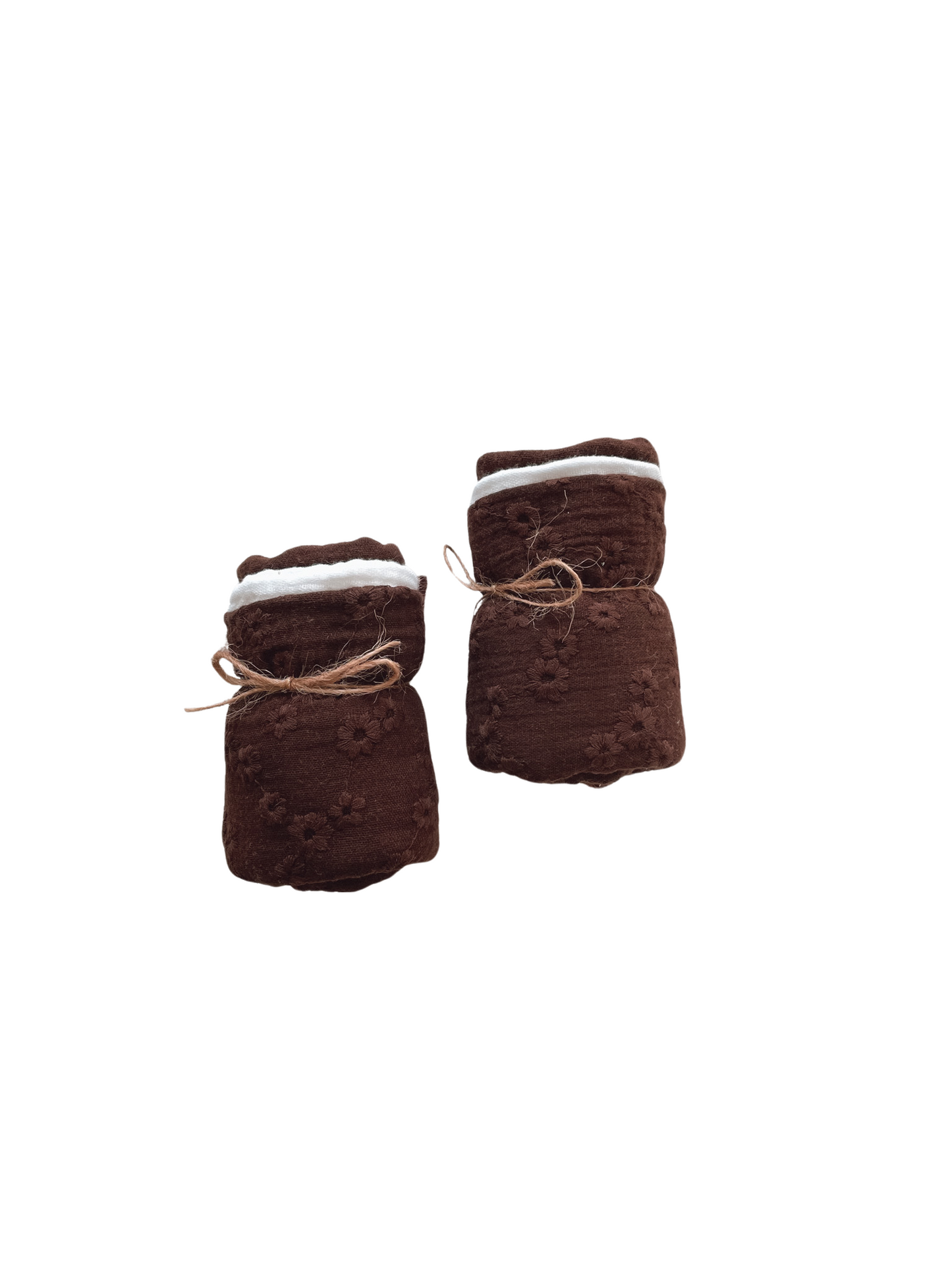 Muslin Burp cloth set / embroidered chocolate