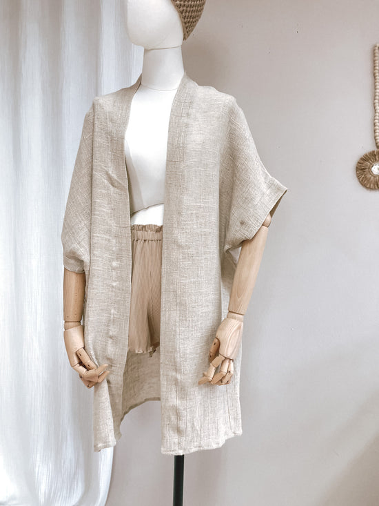 Kimono - olive beige cotton gauze