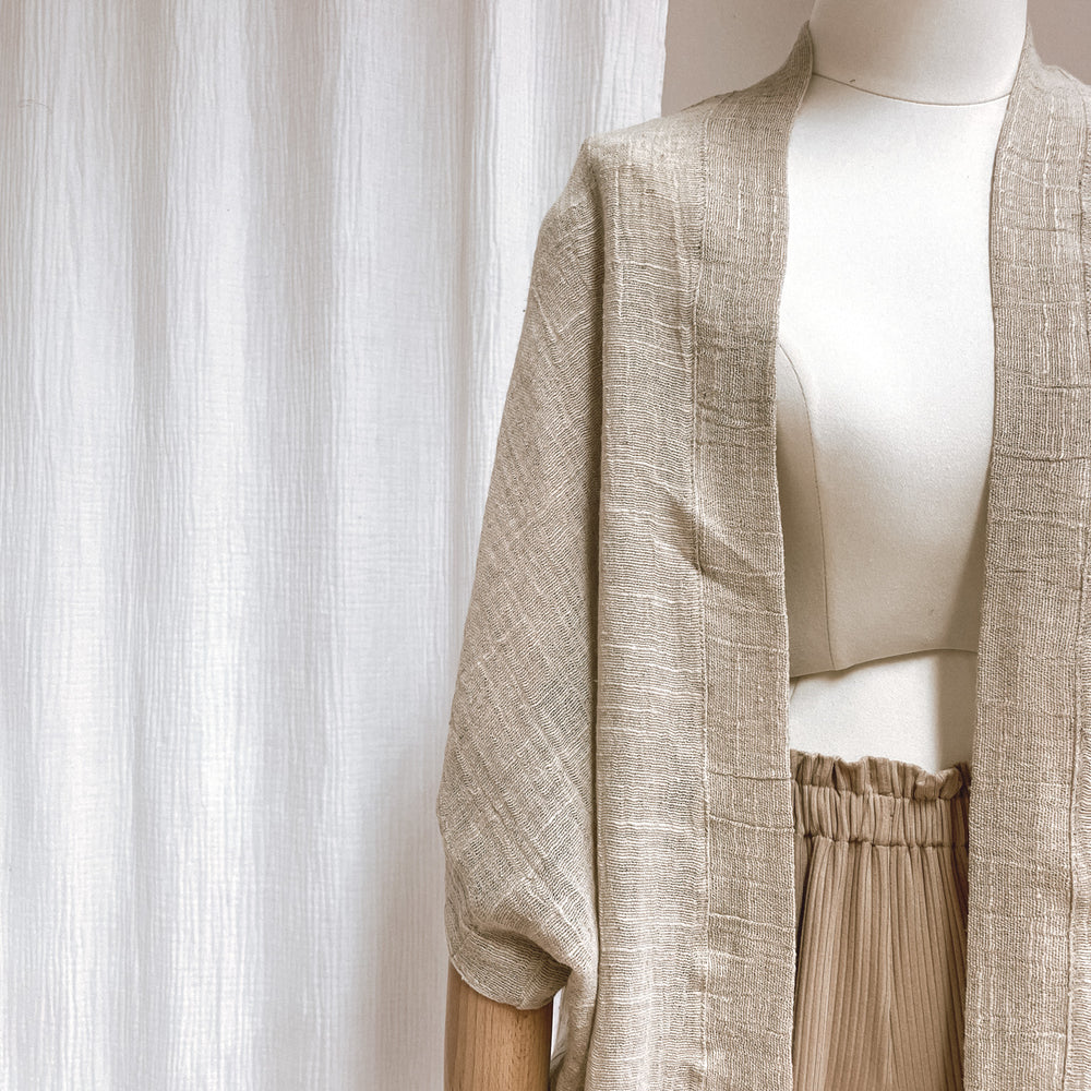 
                      
                        Kimono - olive beige cotton gauze
                      
                    