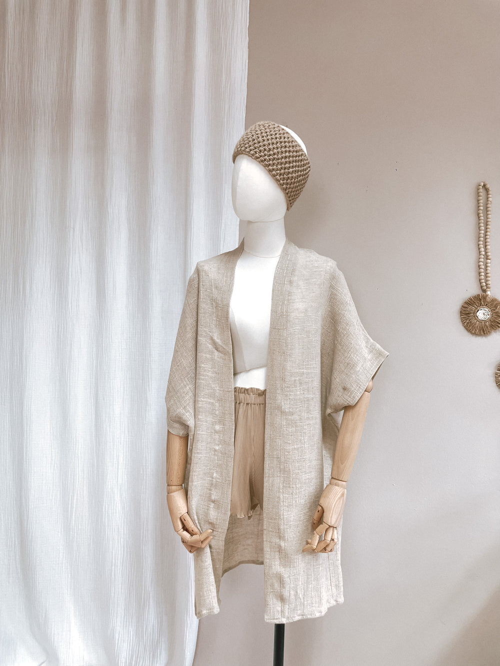 Kimono - olive beige cotton gauze