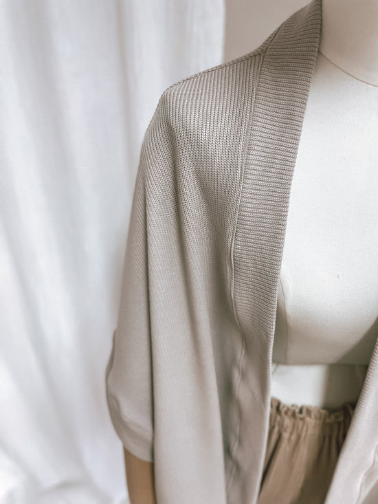 Kimono - cotton knit - creamy grey