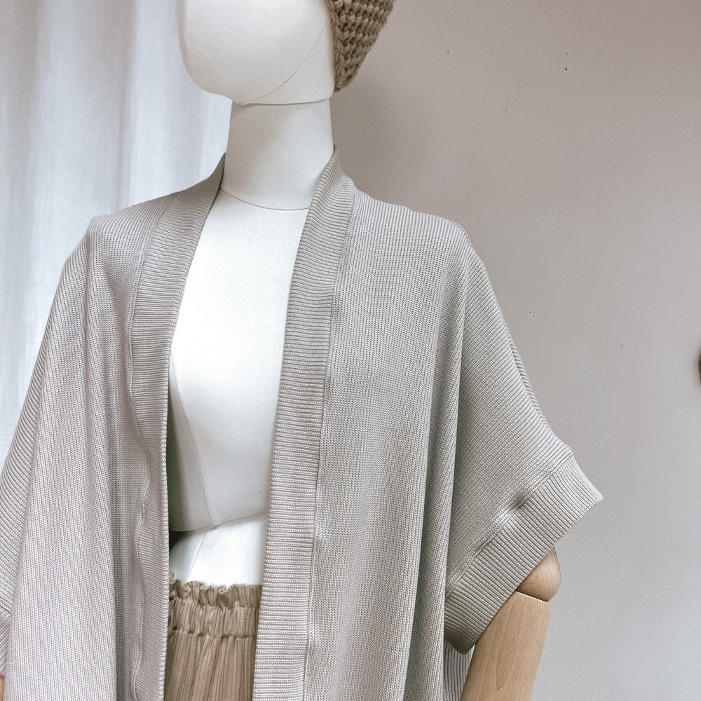 Kimono - cotton knit - creamy grey