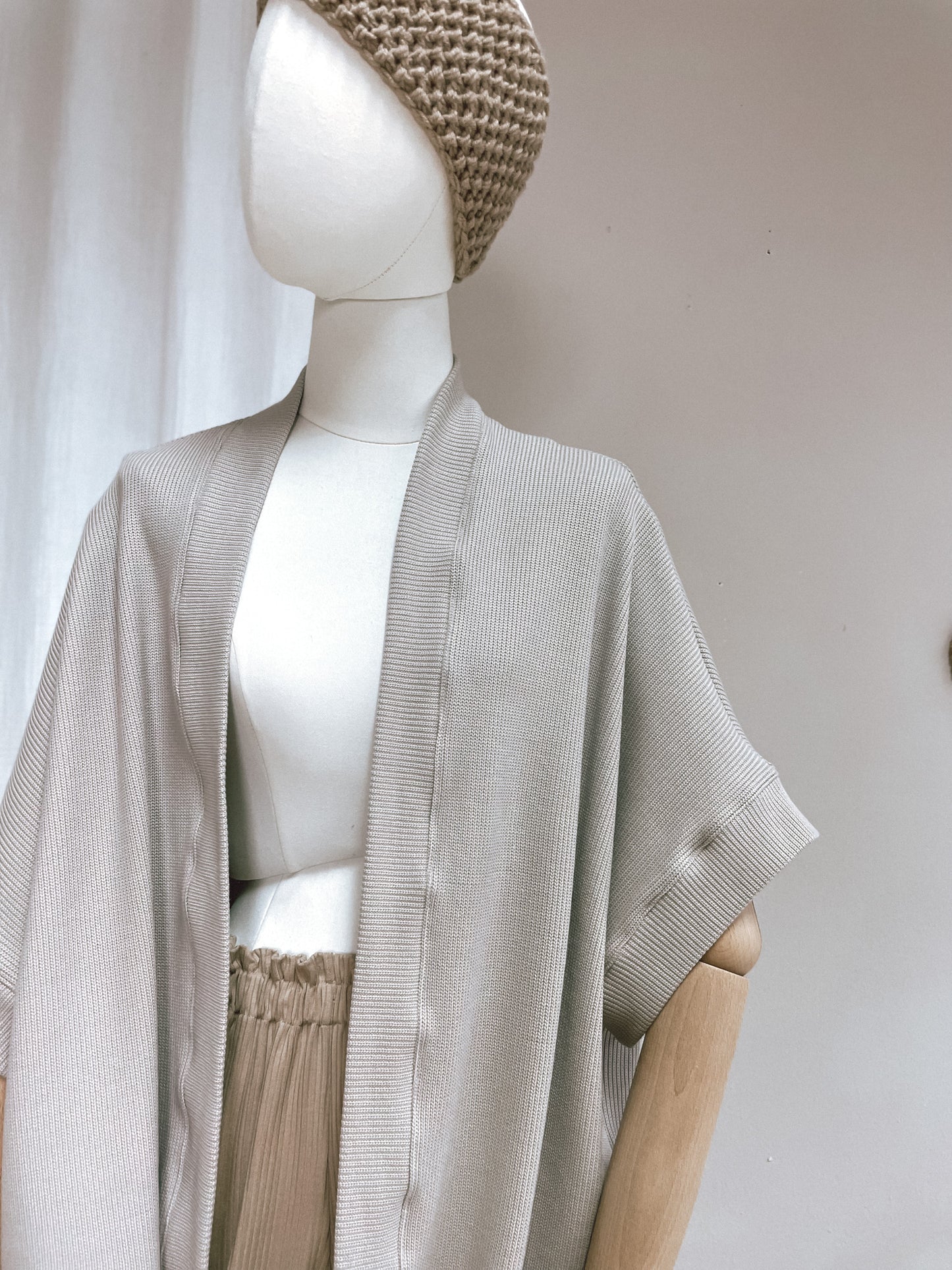 Kimono - cotton knit - creamy grey