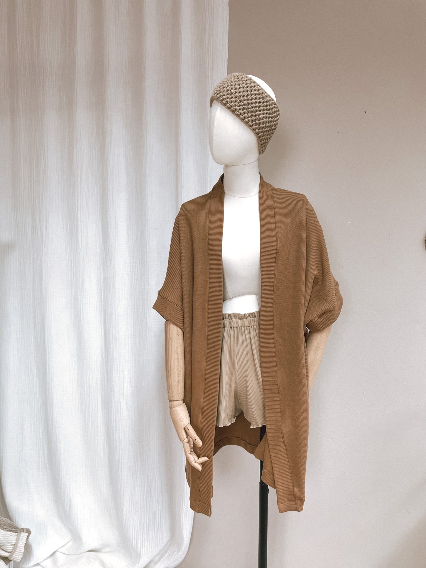 Kimono - cotton knit - caramel