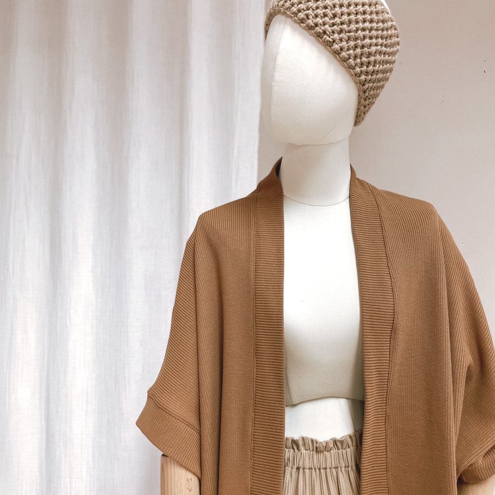 Kimono - cotton knit - caramel