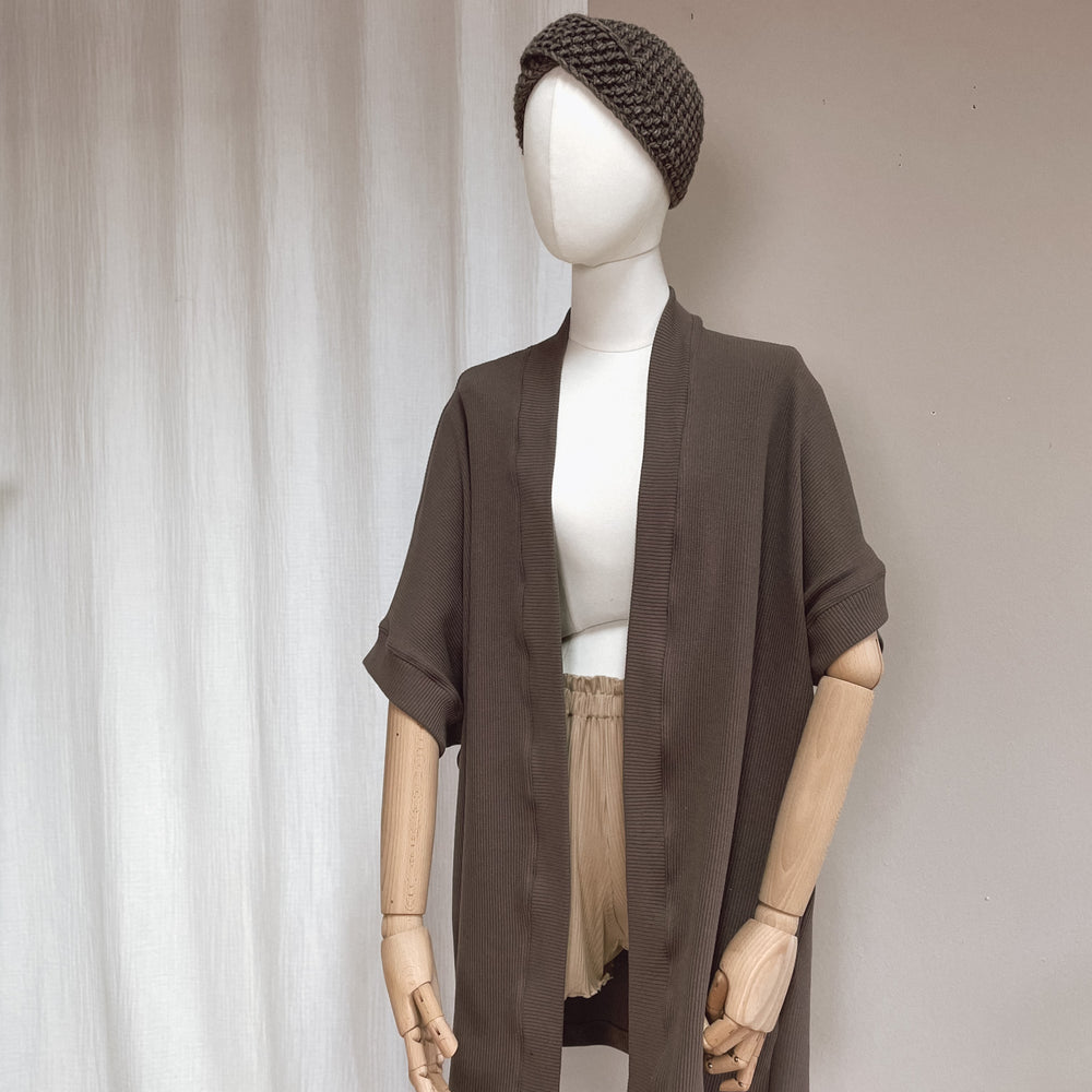 Kimono - cotton knit - chocolate mocha