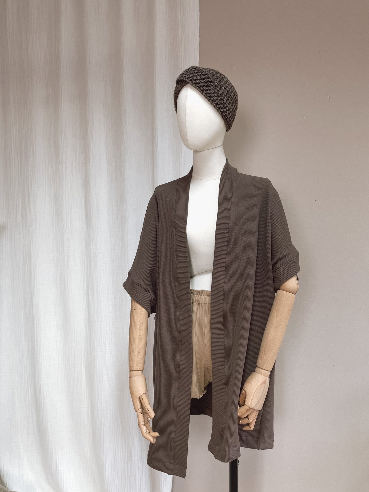 Kimono - cotton knit - chocolate mocha