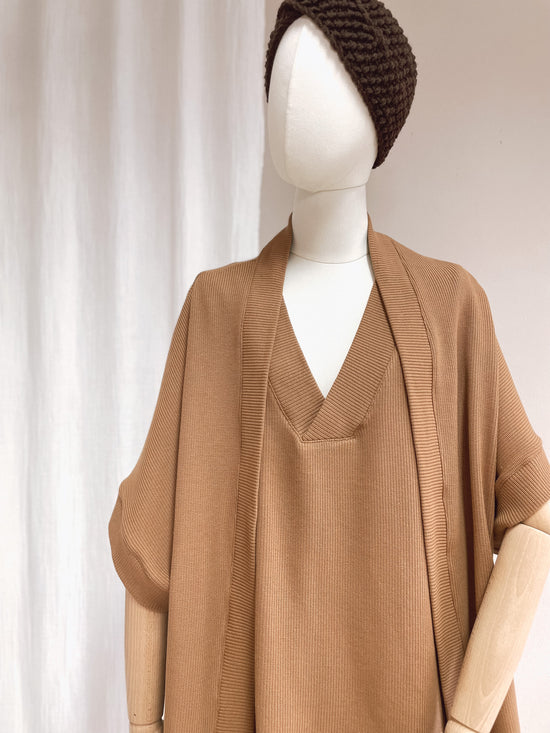 Oversized vest - cotton knit - caramel