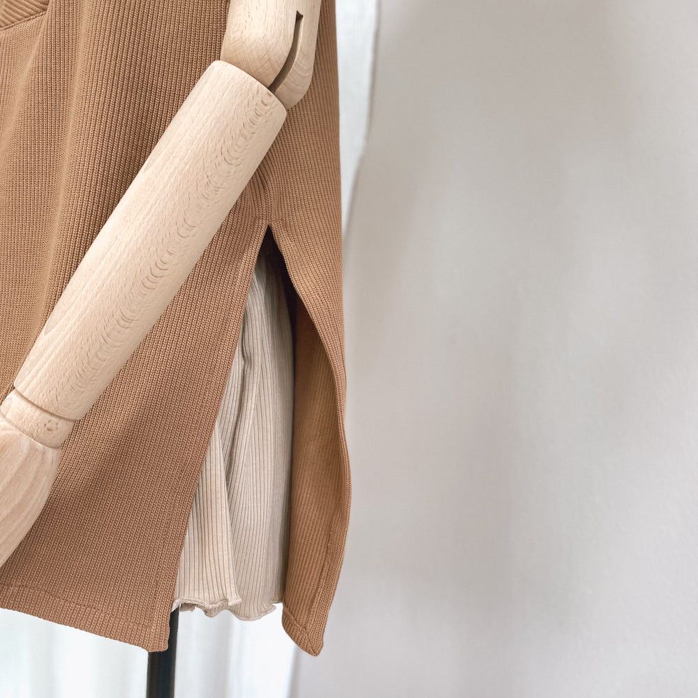 Oversized vest - cotton knit - caramel