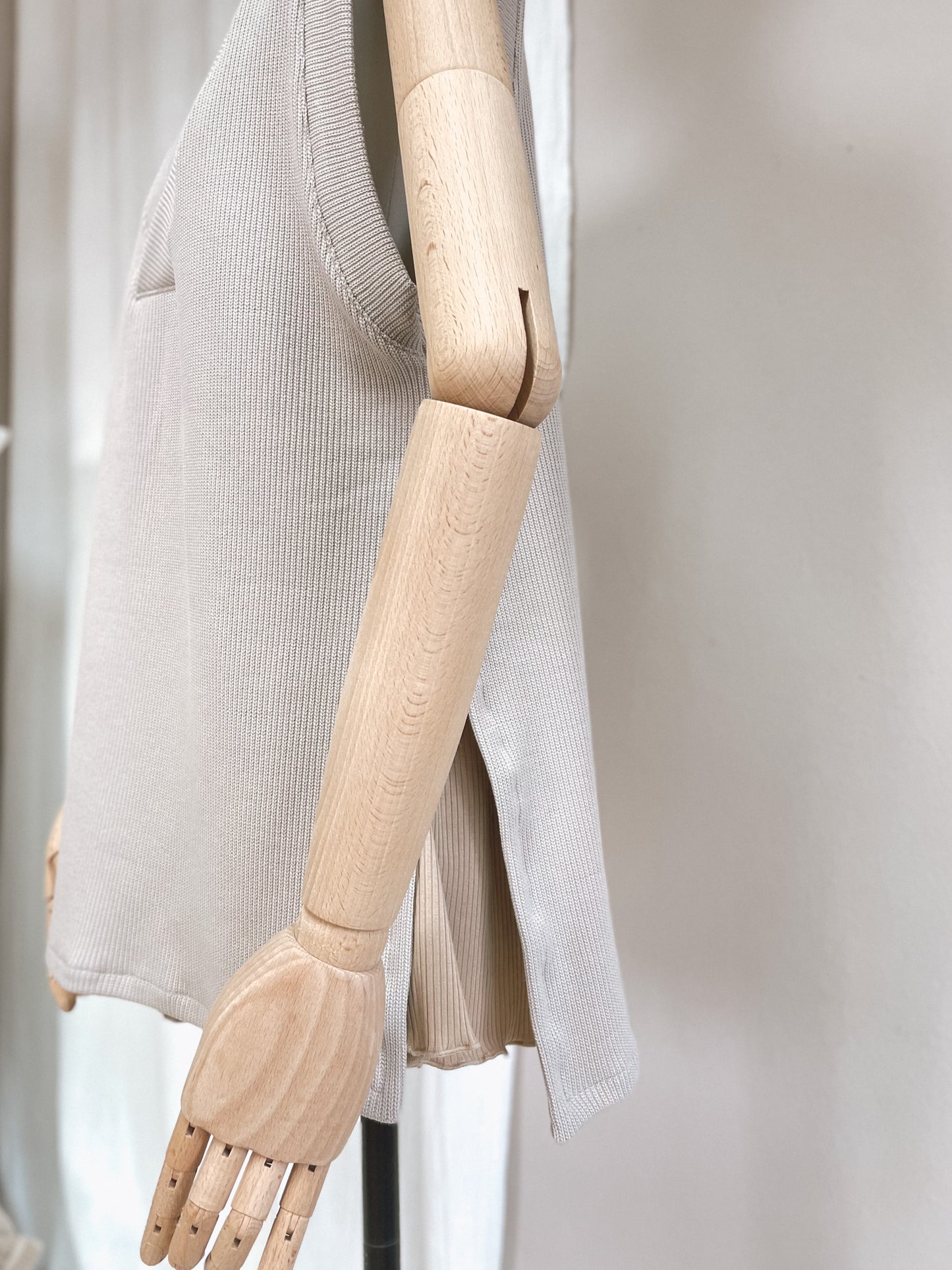 Oversized vest - cotton knit - creamy grey