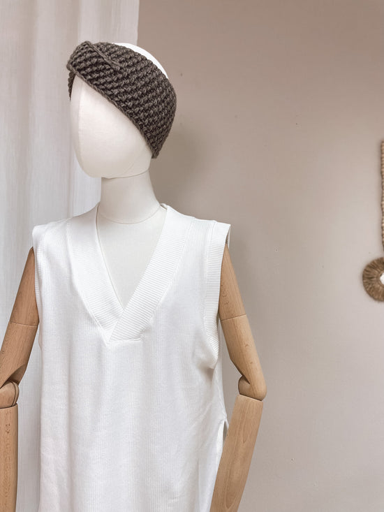 Oversized vest - cotton knit - ivory