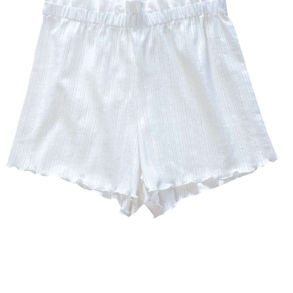 Pointoille ruffle shorts / ivory