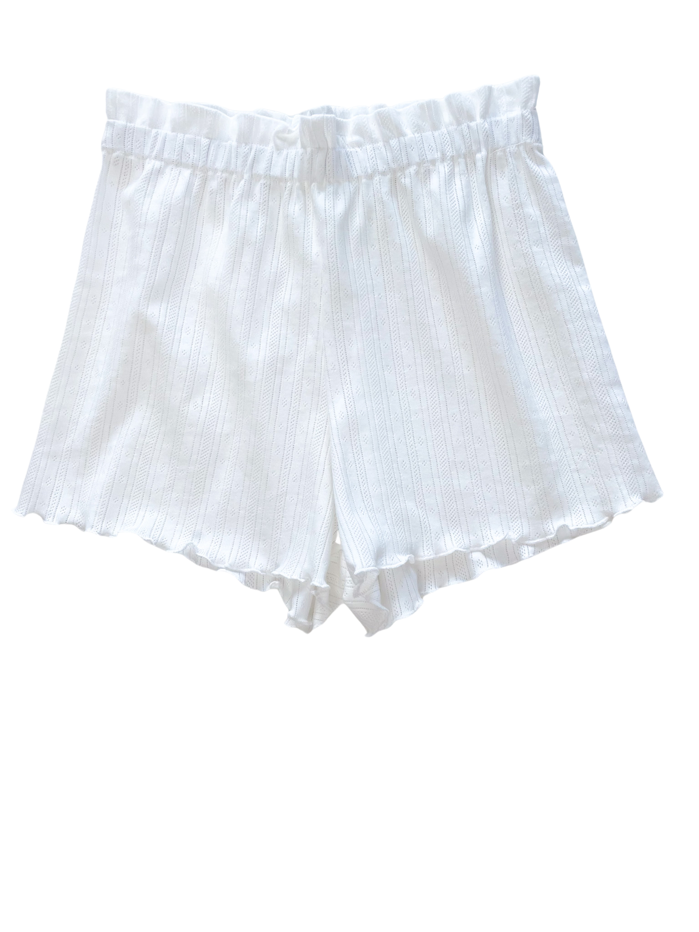 Pointoille ruffle shorts / ivory