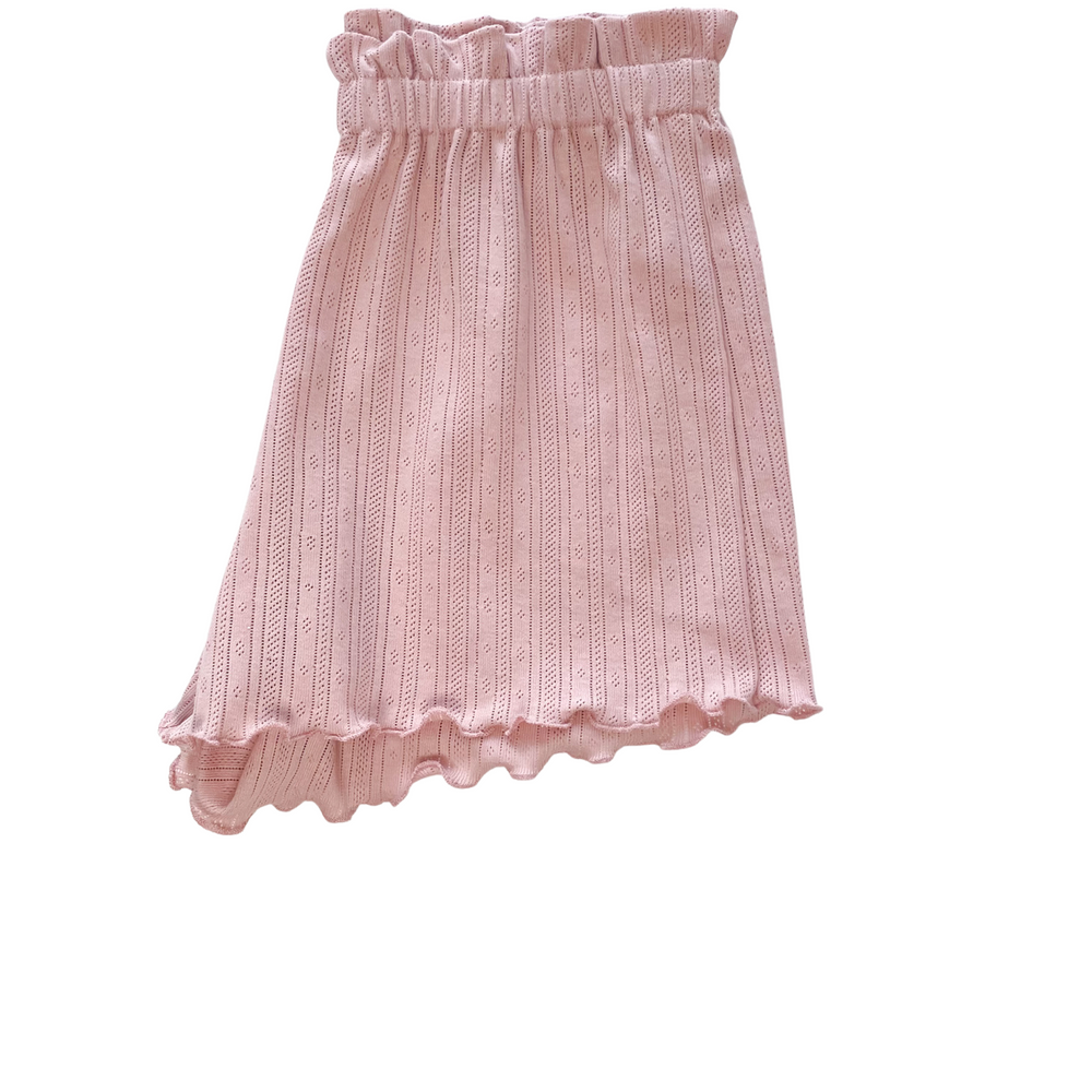 Pointoille ruffle shorts / rose