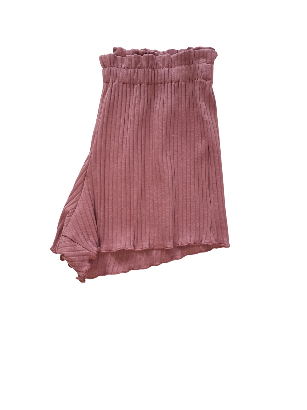 Ribbed ruffle shorts / mauve