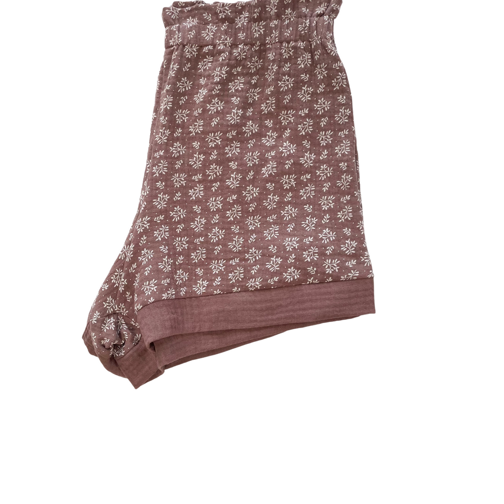 
                      
                        Muslin ruffle shorts / branches - dark mauve
                      
                    