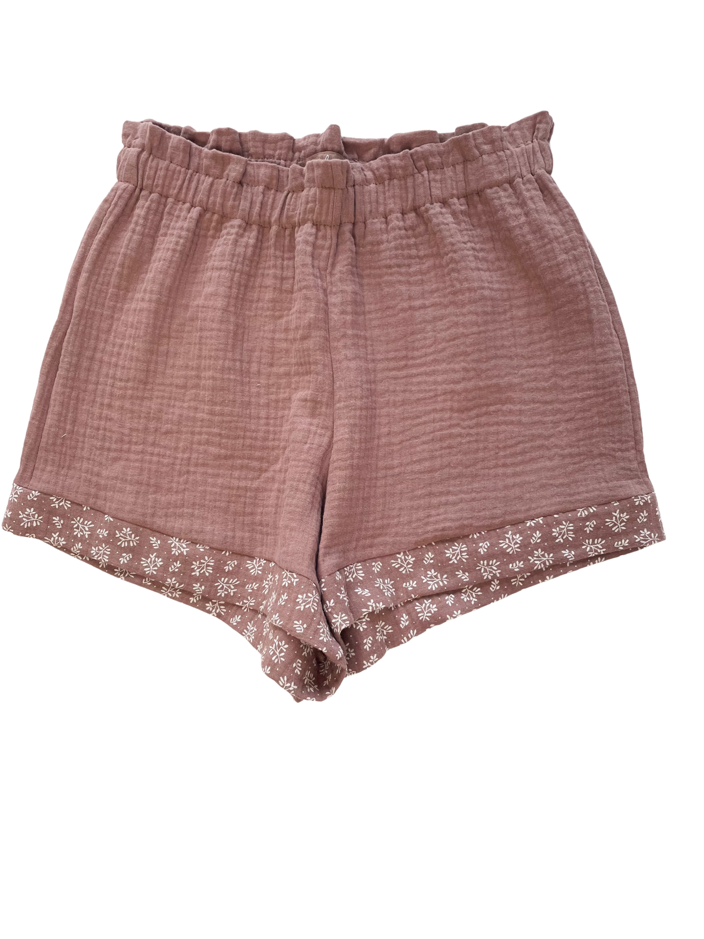 Muslin ruffle shorts / dark mauve