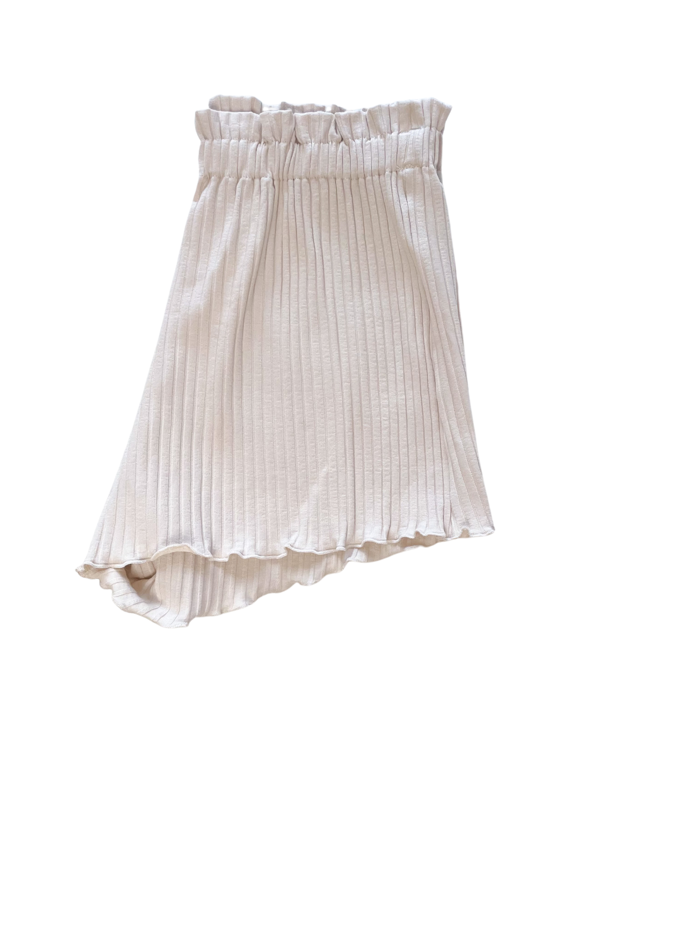 Ribbed ruffle shorts / light beige