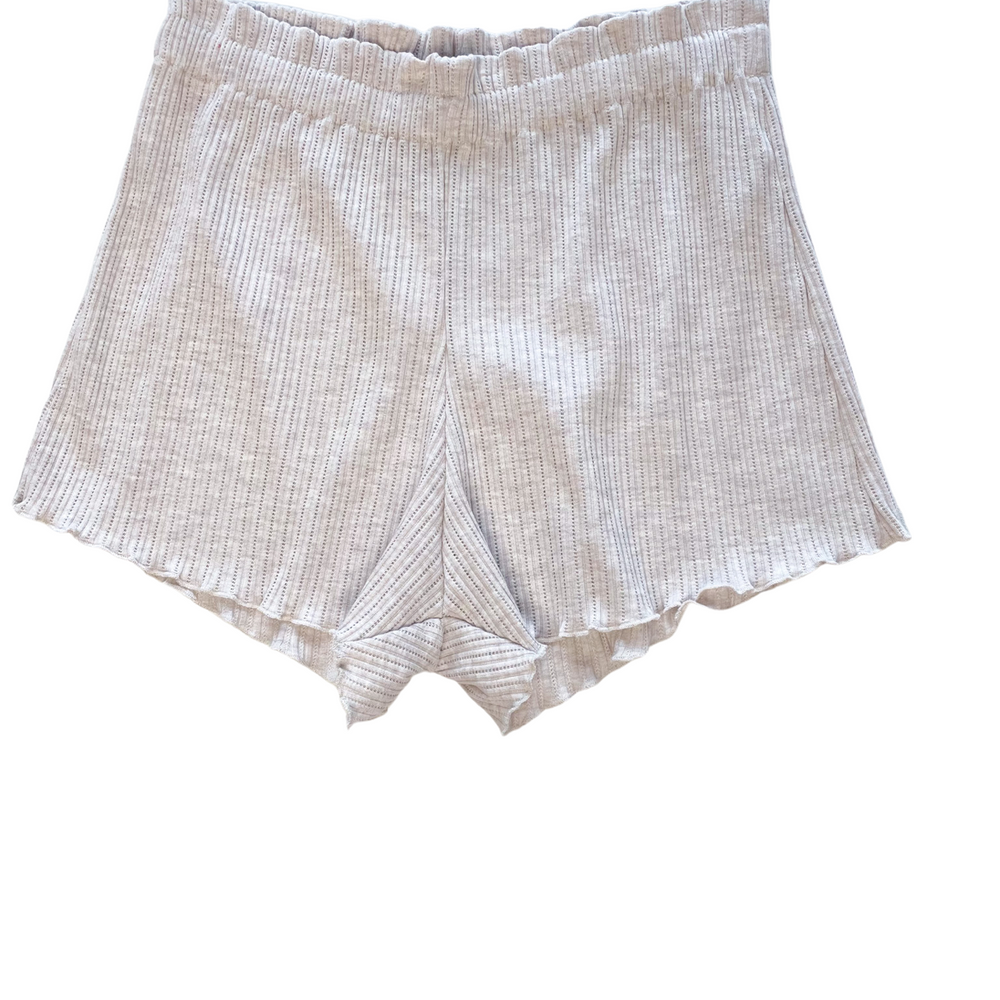 Pointoille ruffle shorts / melange beige