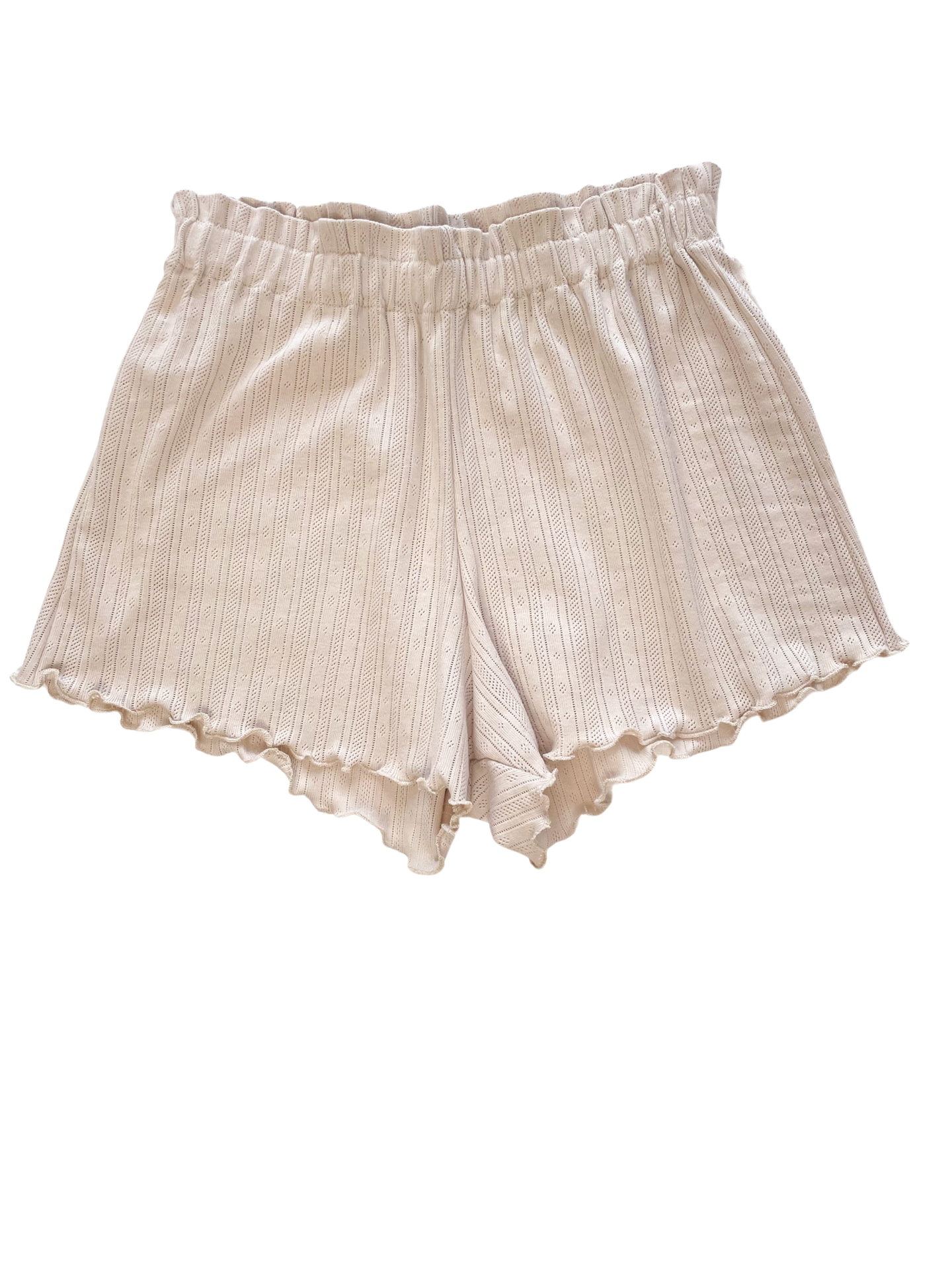 Pointoille ruffle shorts / beige