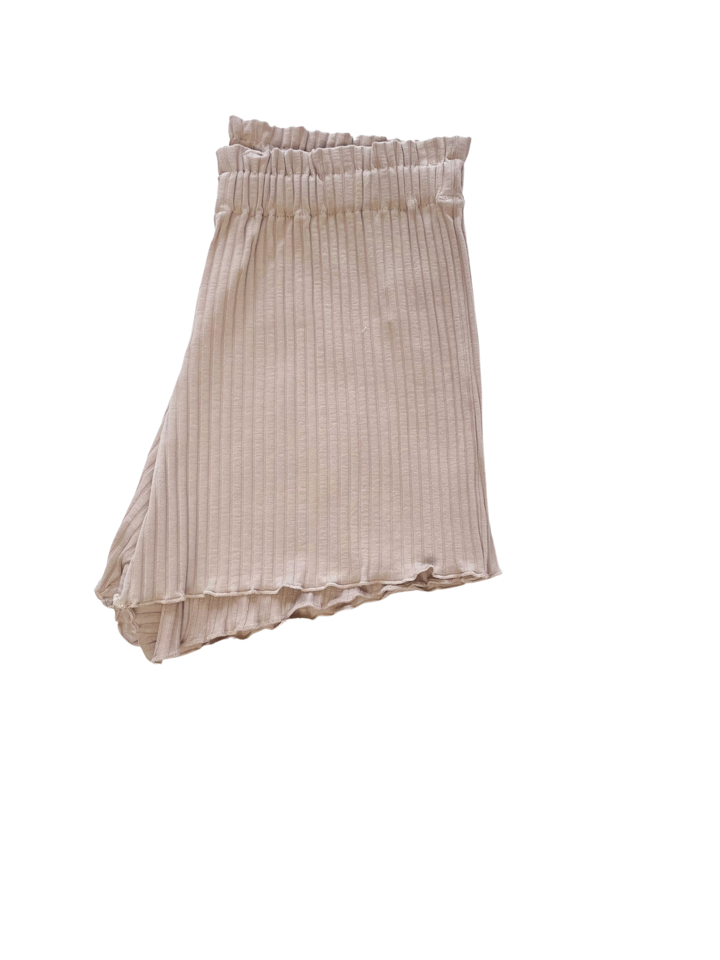 Ribbed ruffle shorts / beige