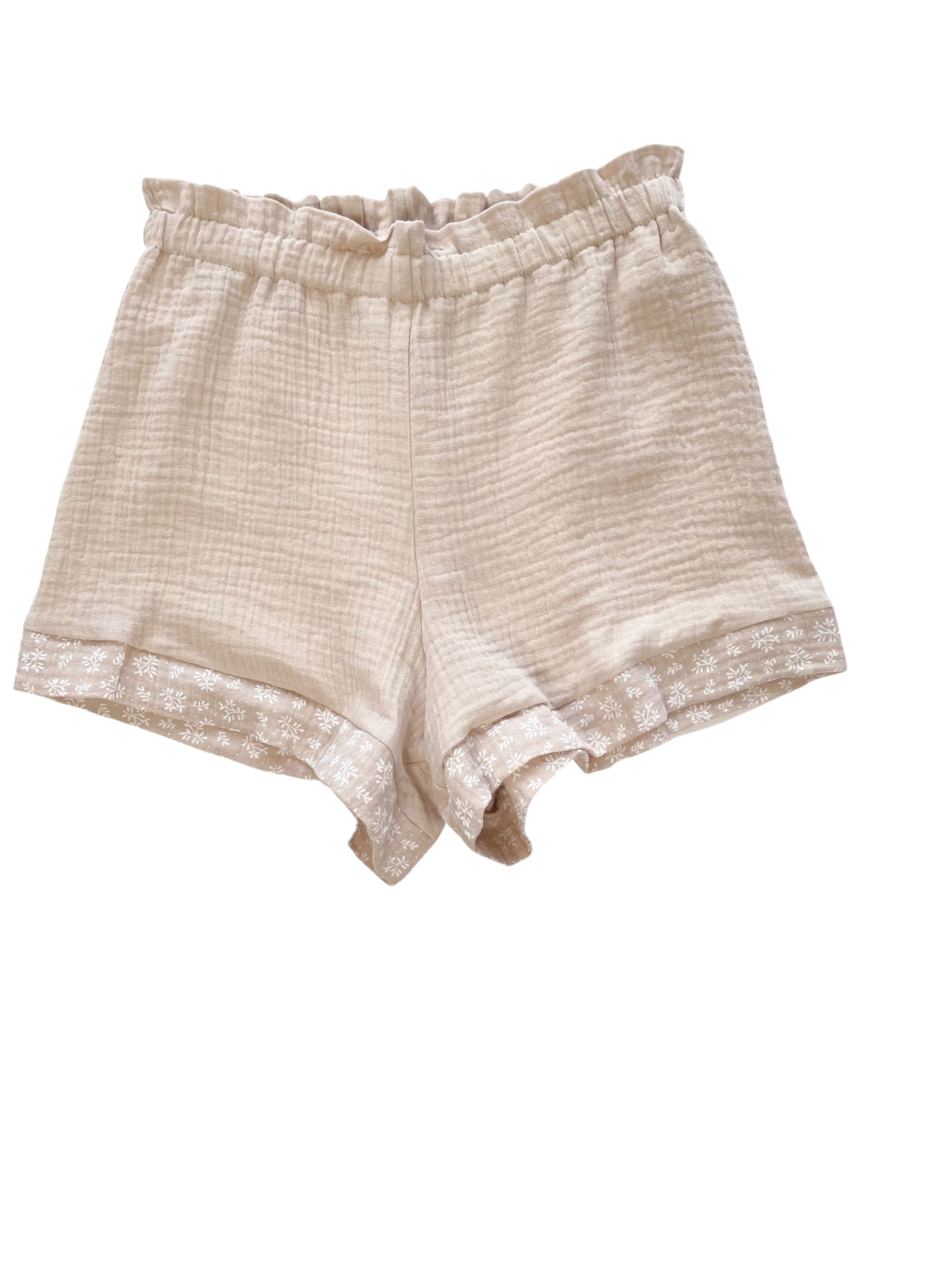 Muslin ruffle shorts / beige