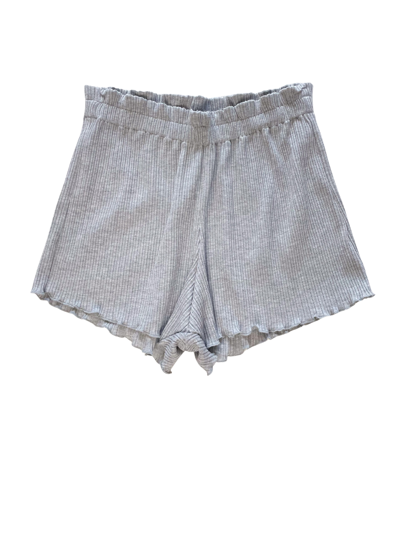 Pointoille ruffle shorts / melange grey