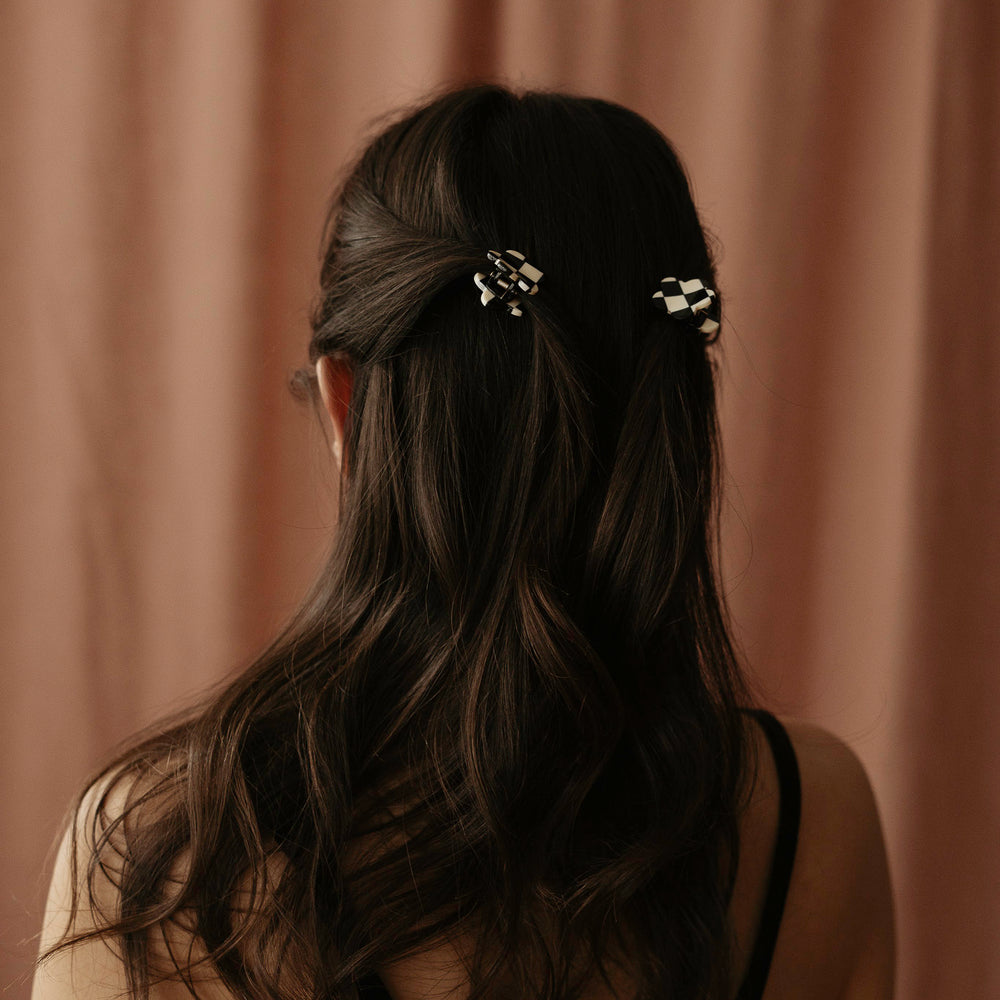 Little flower hair claws set / black & white