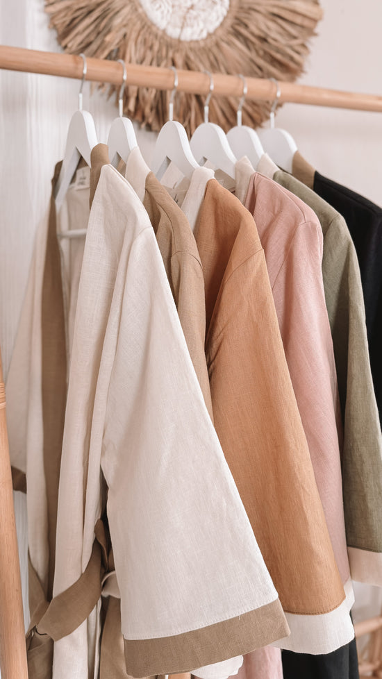Linen robe  / colorblock