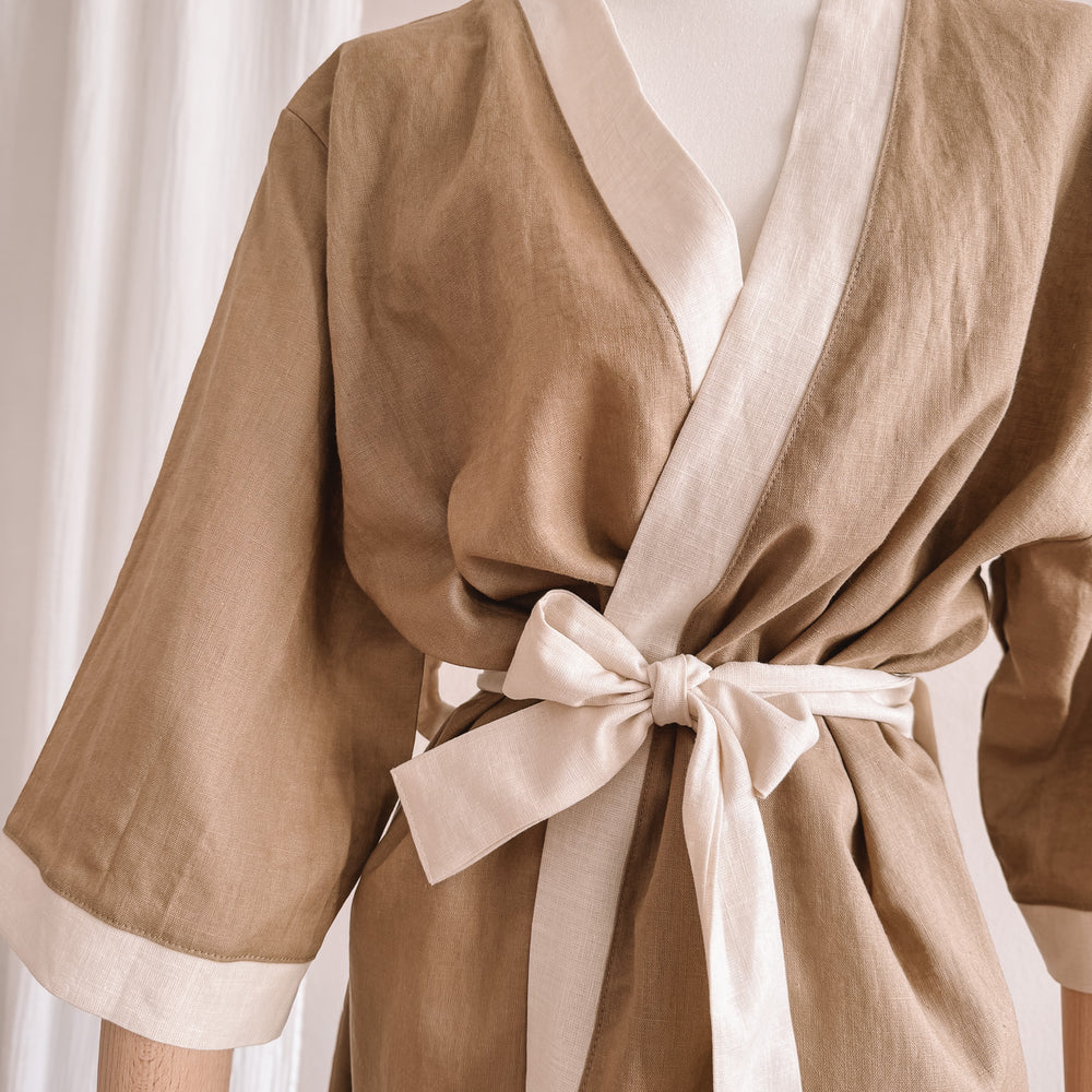 
                      
                        Linen robe  / colorblock - khaki
                      
                    