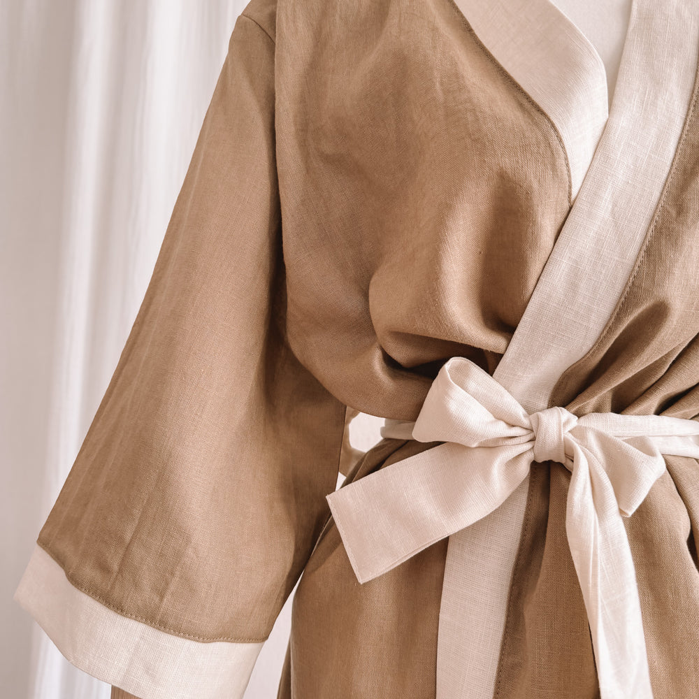 
                      
                        Linen robe  / colorblock - khaki
                      
                    