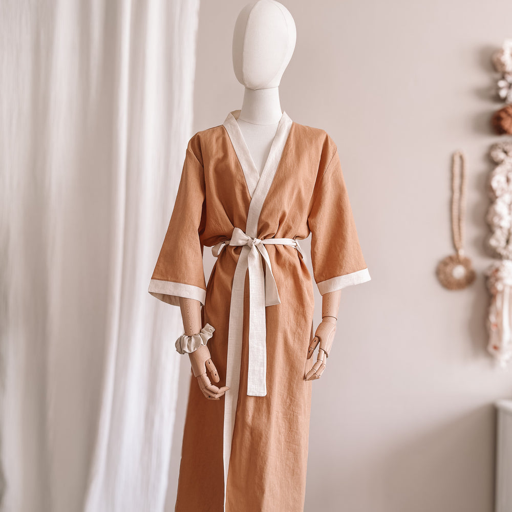 
                      
                        Linen robe  / colorblock - cinnamon
                      
                    