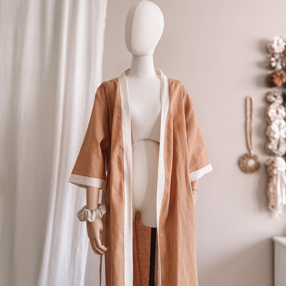 
                      
                        Linen robe  / colorblock - cinnamon
                      
                    