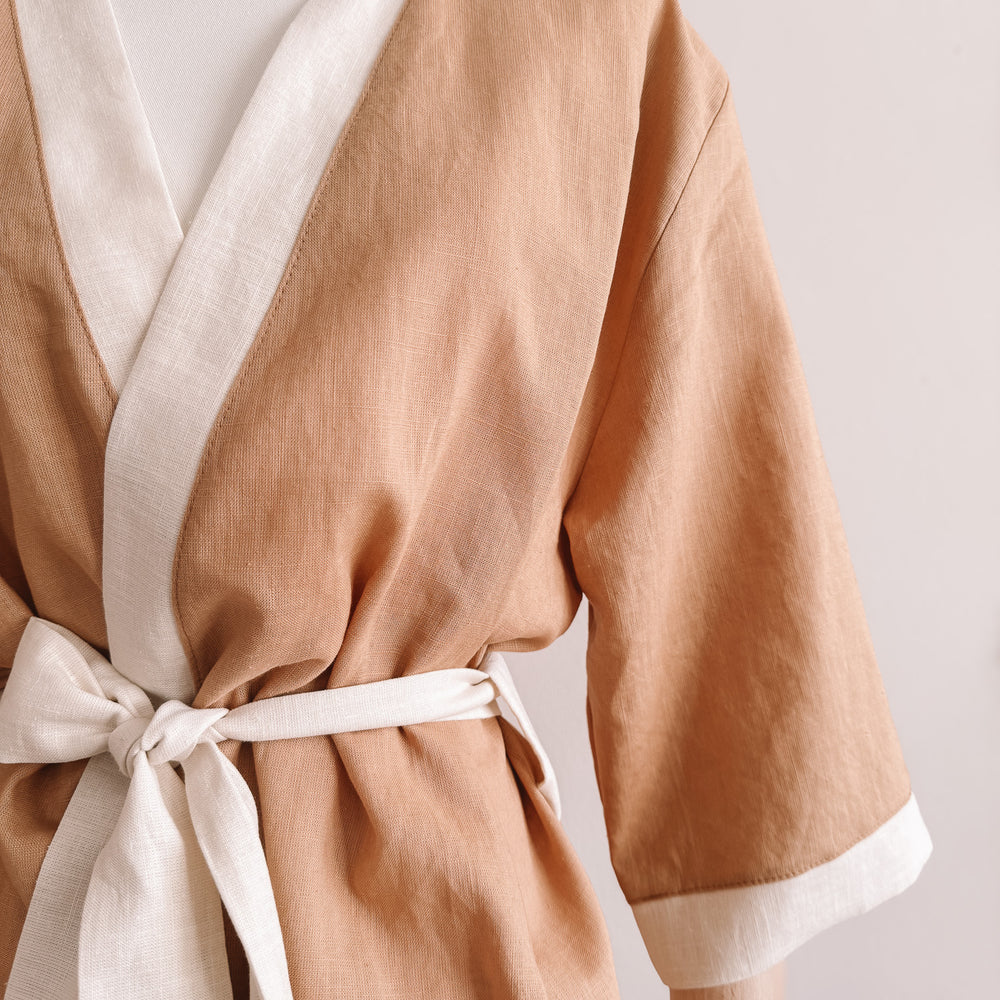 
                      
                        Linen robe  / colorblock - cinnamon
                      
                    