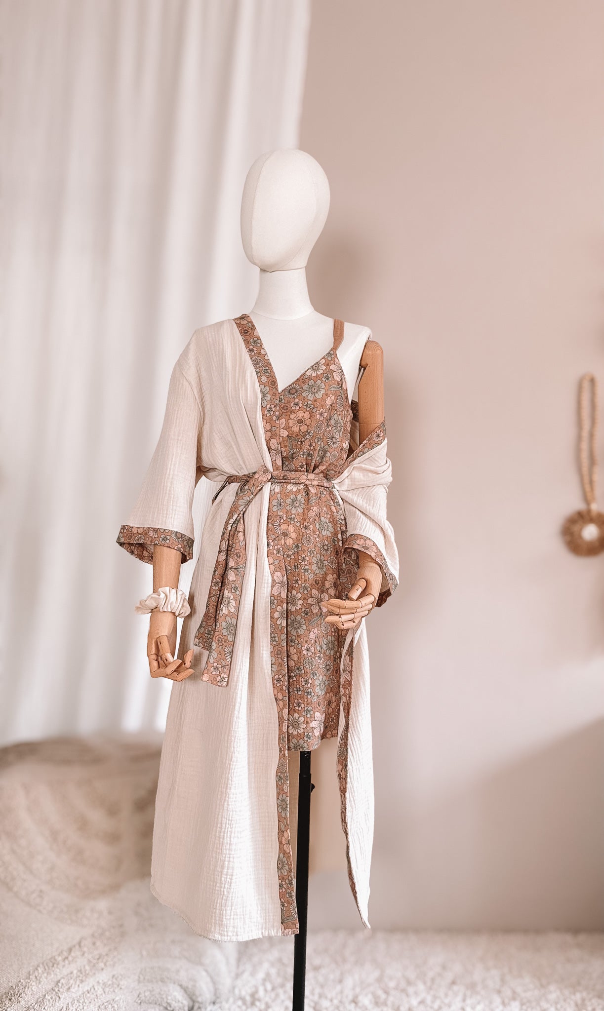 Linen robe  / colorblock