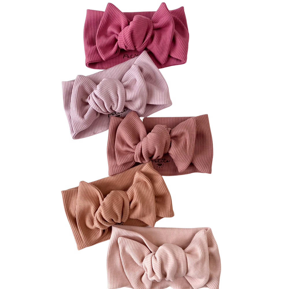 Bow headband / ribbed jersey - girly tones