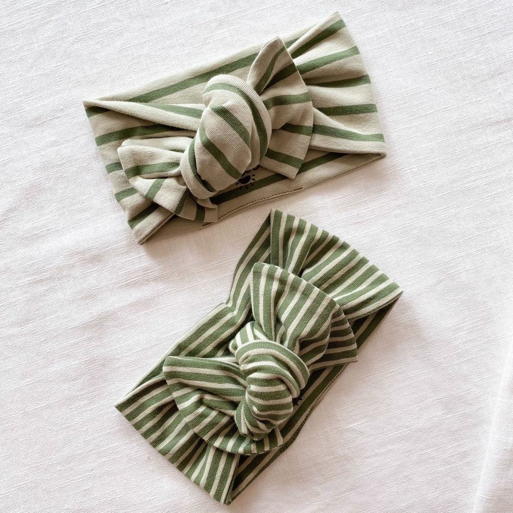 
                      
                        Bow headband / olive stripes
                      
                    