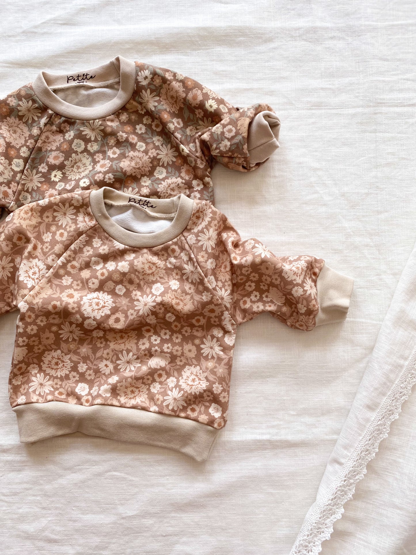 Baby cotton sweater / vintage floral