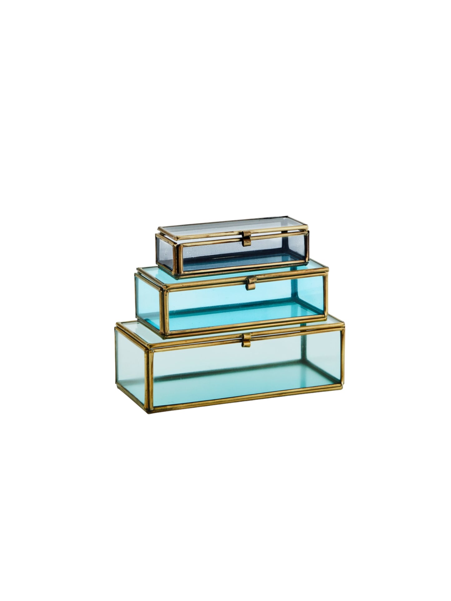 Set of glass boxes - blue & green