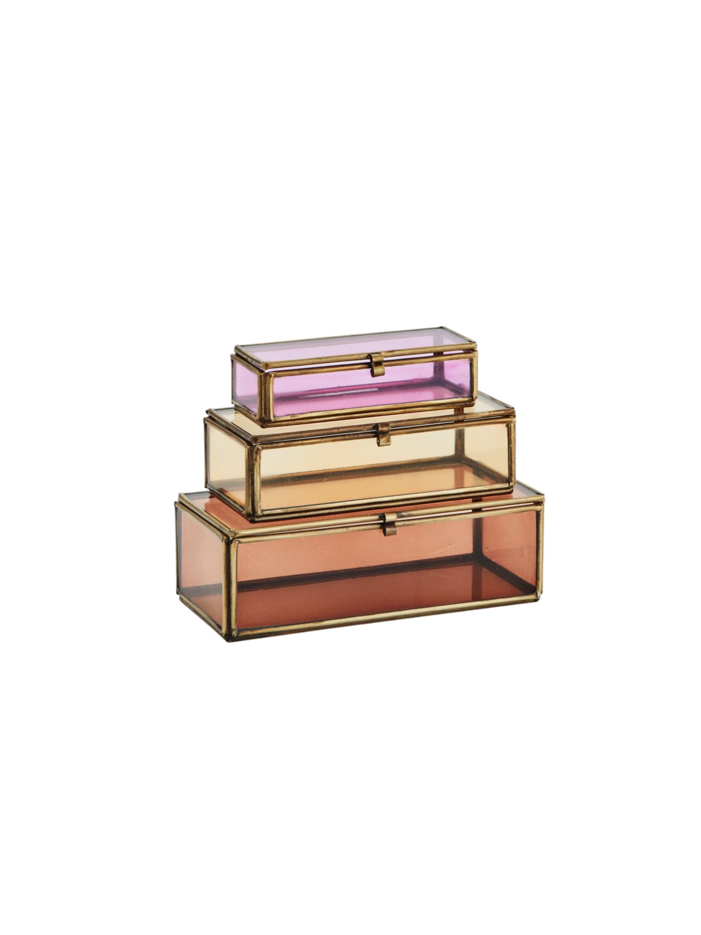 Set of glass boxes - pink & orange