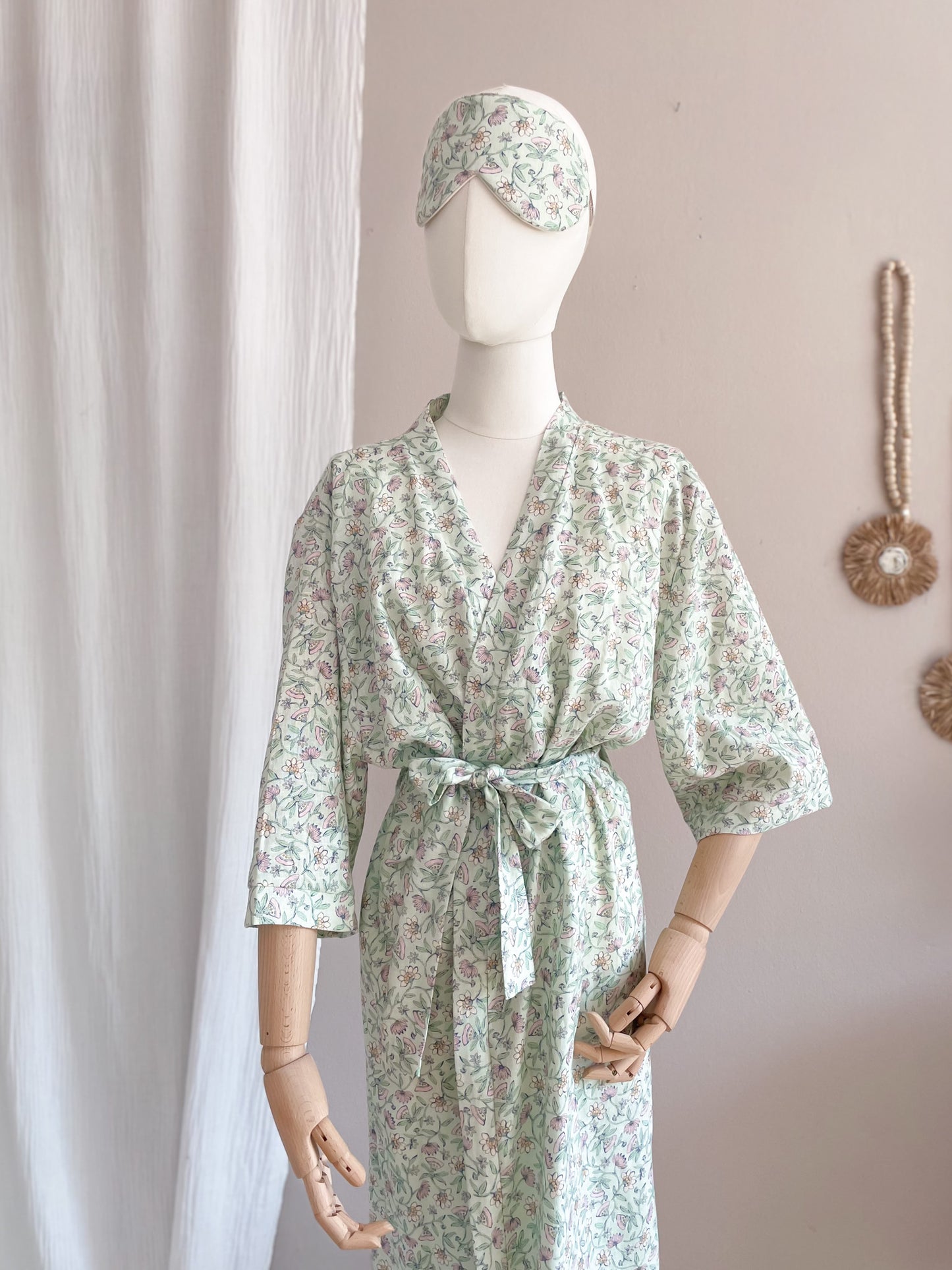 Linen + viscose kimono / mint