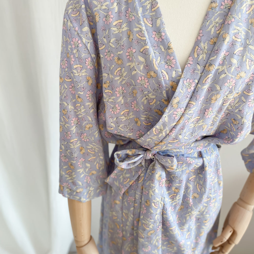 Linen + viscose kimono / blue