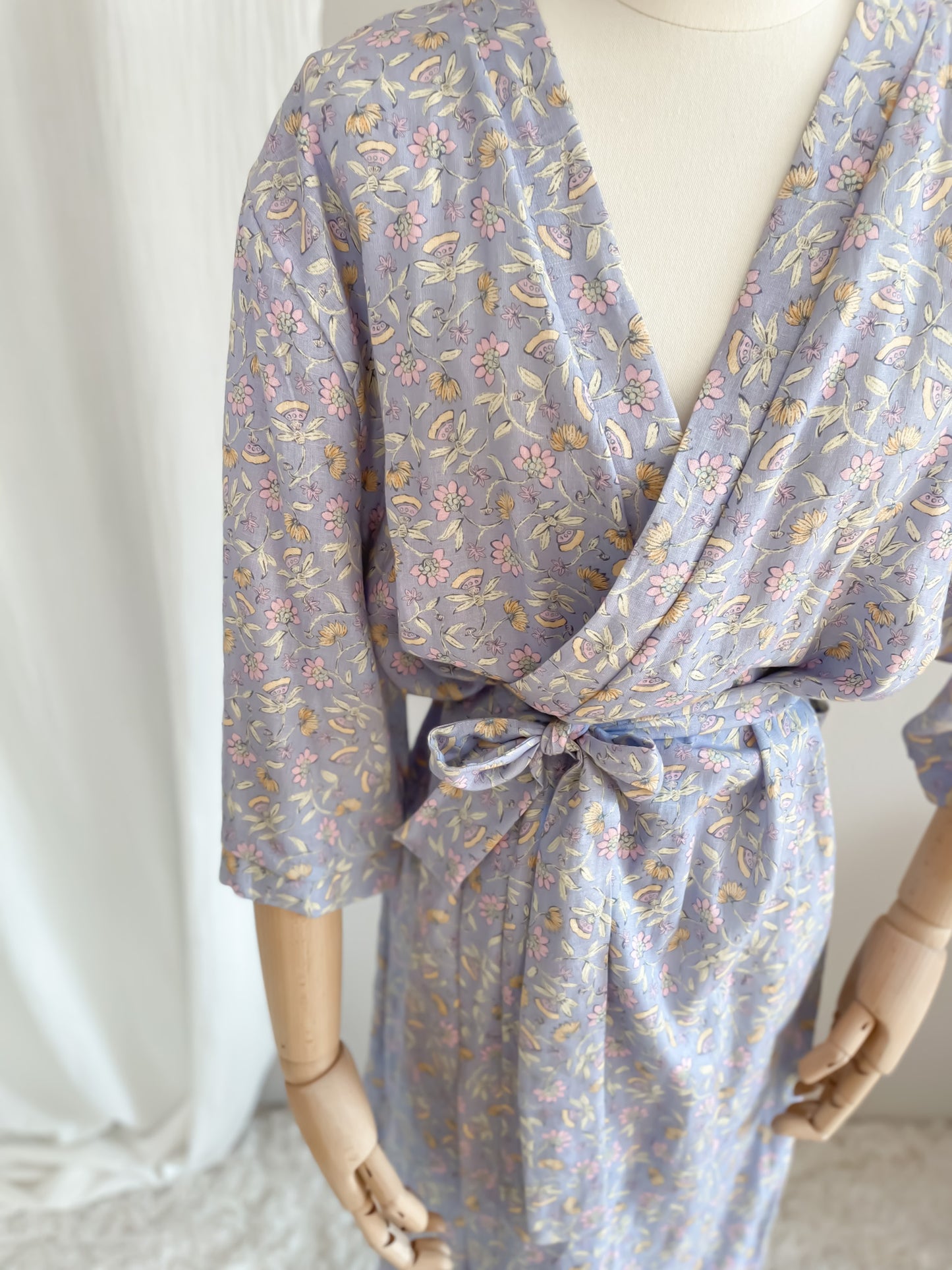 Linen + viscose kimono / blue