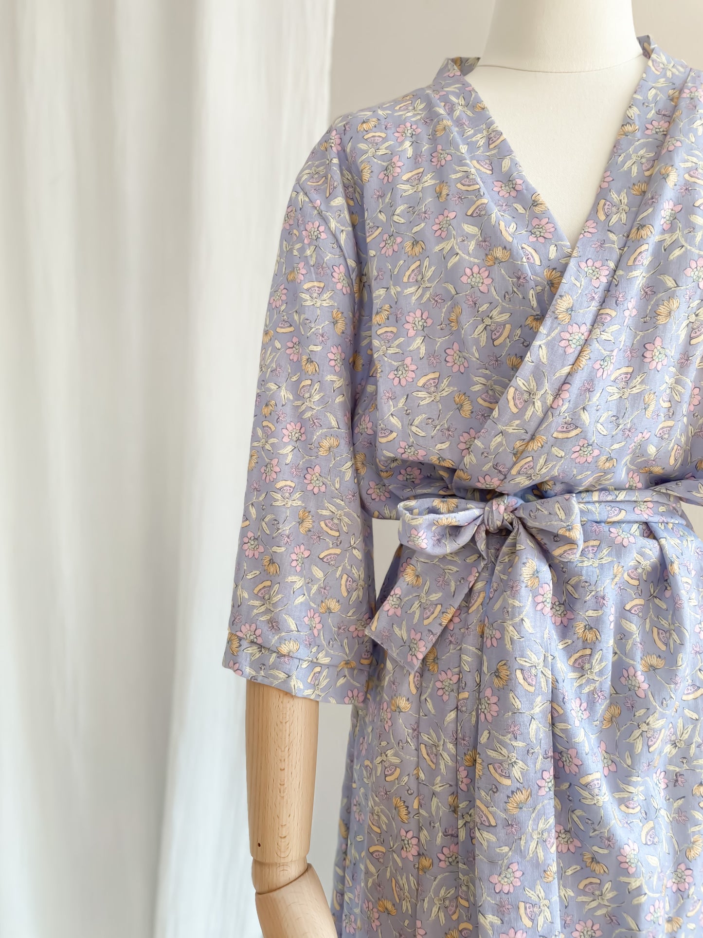 Linen + viscose kimono / blue