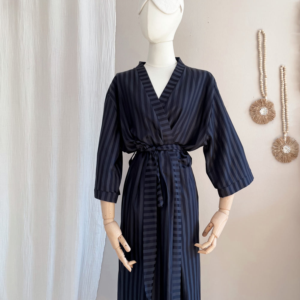 Stripe viscose kimono / midnight